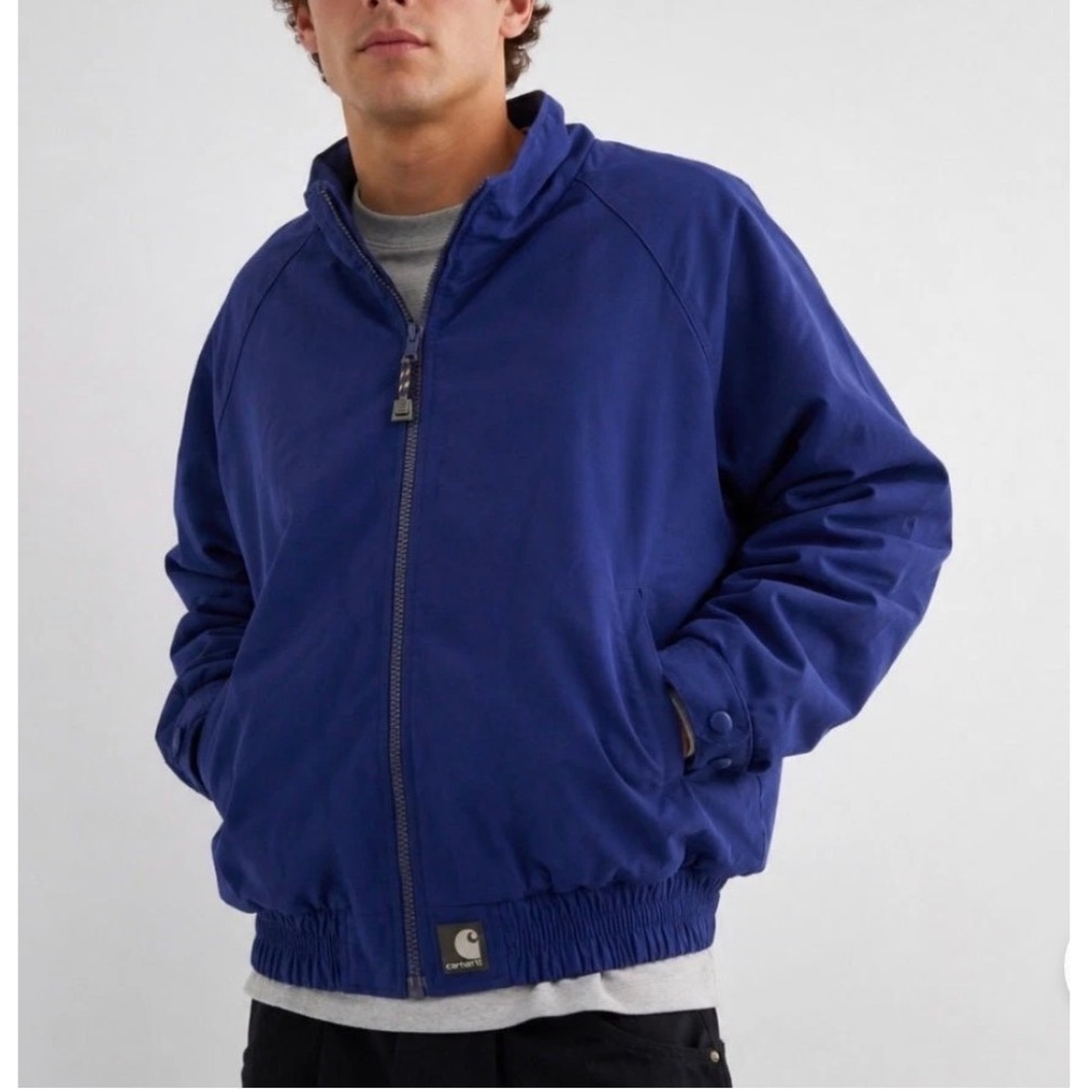 Carhartt Mens Nylon Bomber Jacket Royal Blue Full Zip Workwear